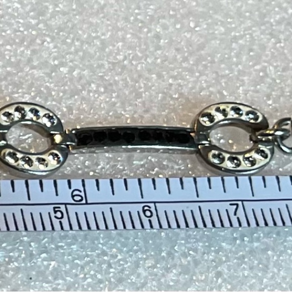 .925 Sterling Silver Bracelet With Black and Clear Beads.. Very Elegant. - Picture 7 of 9